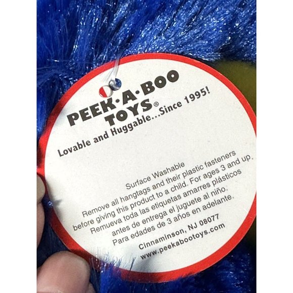 Peek A Boo Toys Blue And Green Stuffed Sleepy Time Bear NWT Christmas - Picture 11 of 11